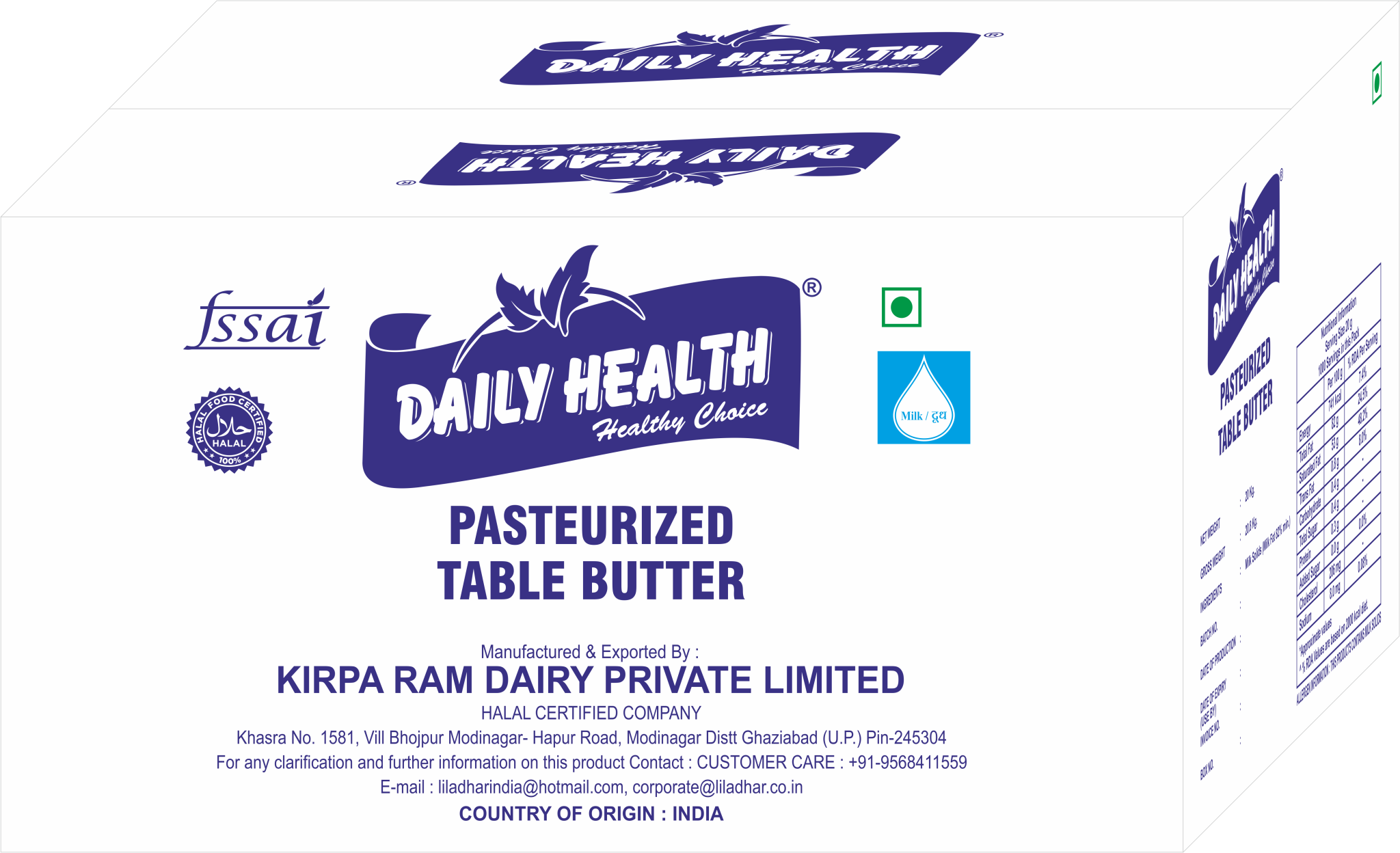 Pasteurized Table Butter